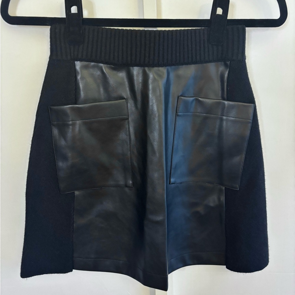 Central Park West Pleather & Sweater a-line Skirt XS